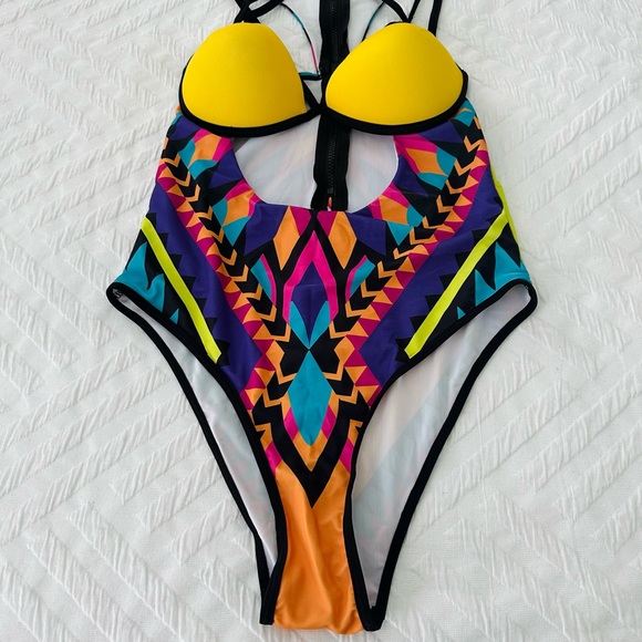 African Tribal Aztec One Piece Swimsuit XL - Picture 3 of 9